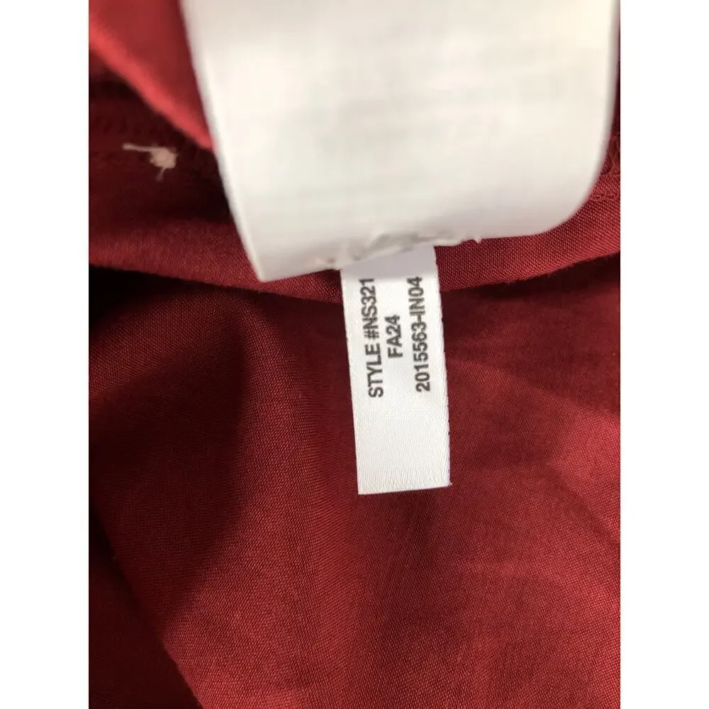 Madewell Easy Top Long Sleeve Collared Split Neck Popover Shirt Claret Red NWT S